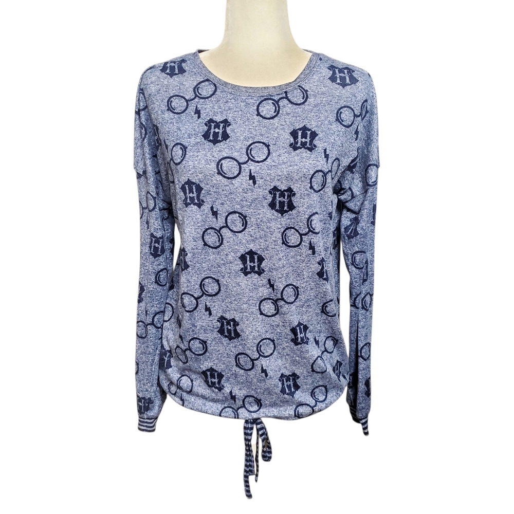 Wizarding World of Harry Potter Women's Small Blue Pajama Top Fleece Lounge PJ